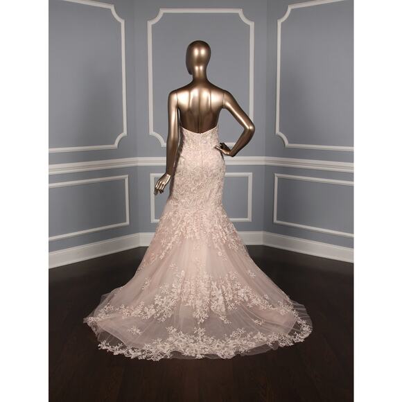 ISABELLE ARMSTRONG Zoe Blush Pink Beaded Strapless Wedding Dress Bridal Gown - Picture 9 of 14